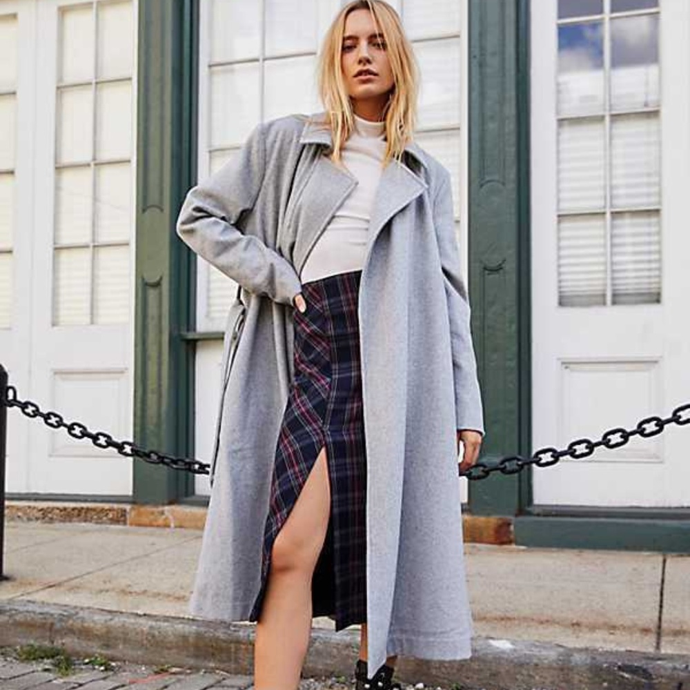 Free People Sierra Wool Coat Gray Small